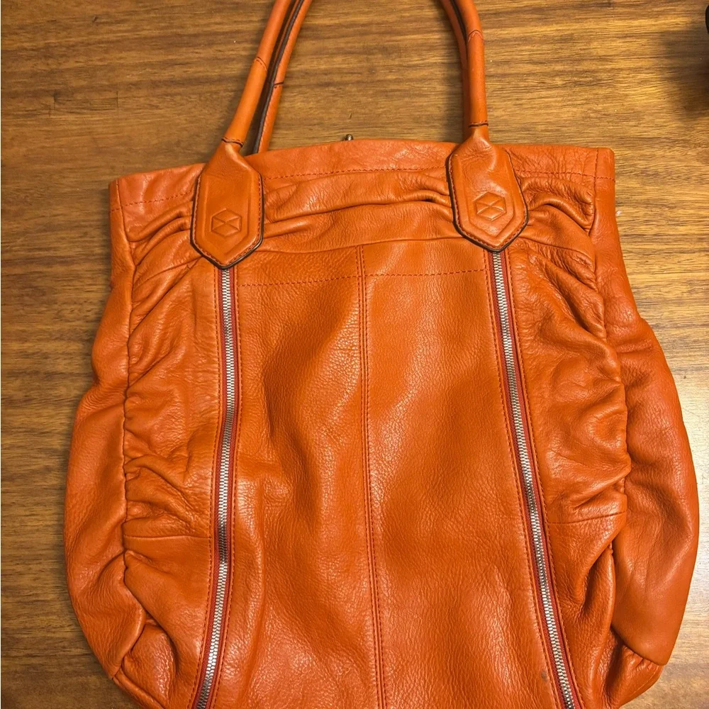 Lodis‎ Orange Leather Tote Bag Y2K